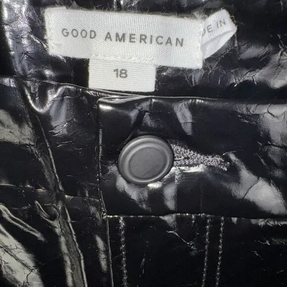 Good American Classic Faux Leather Straight Leg Pants Size 18 CrackledNEW